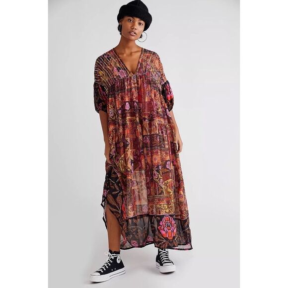 Free People Too Much To Dream Embellished Maxi Dress $400 Sz L - Picture 1 of 7